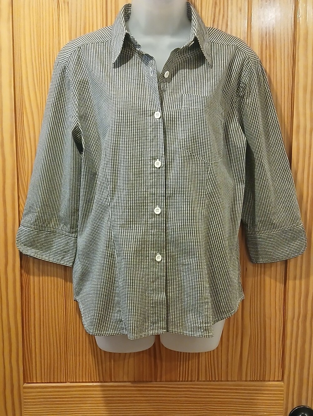 Vintage Small Bill Blass Summer Black & White Checkered Blouse
